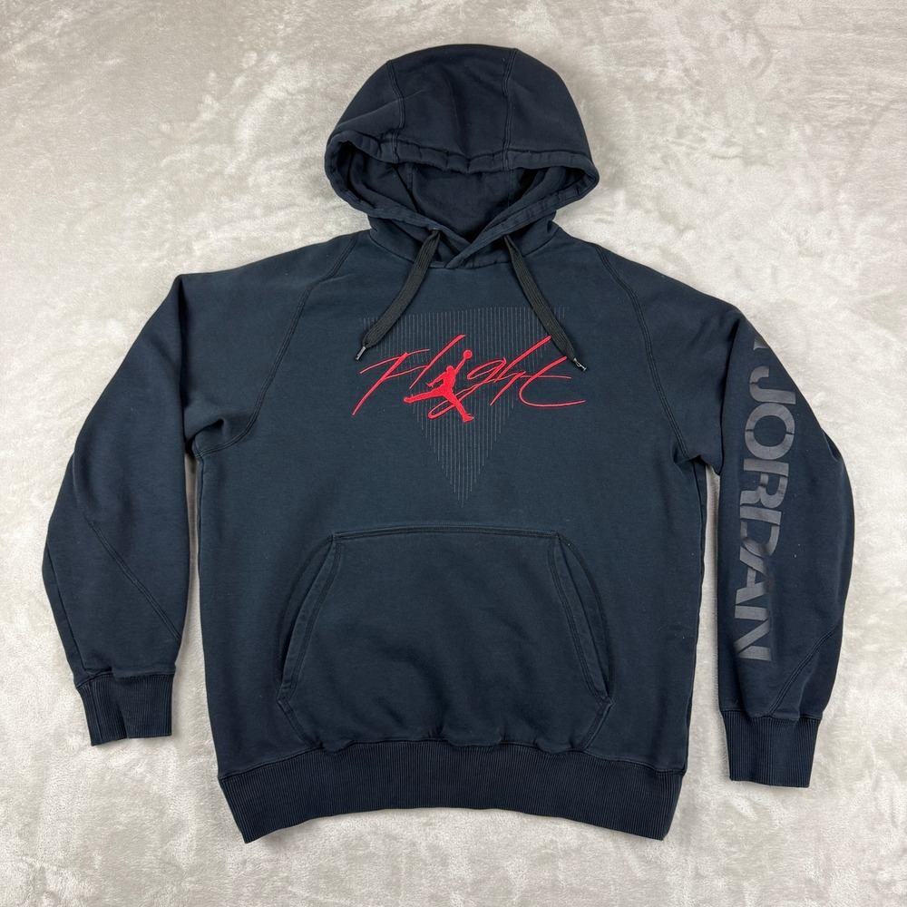 Nike Air Jordan Hoodie Mens L Black Jumpman Flight Pullover Grunge Skate Y2K